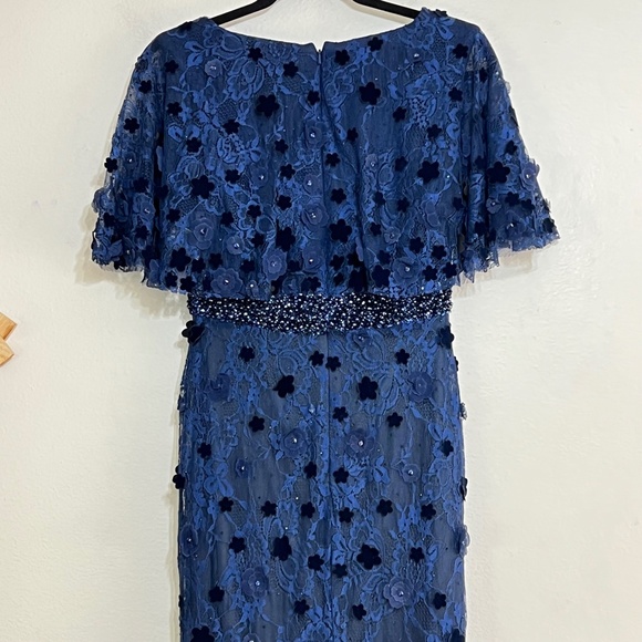 Mac Duggal 67712 Floral Applique Flutter Sleeve Beaded Waist Gown - Picture 9 of 12